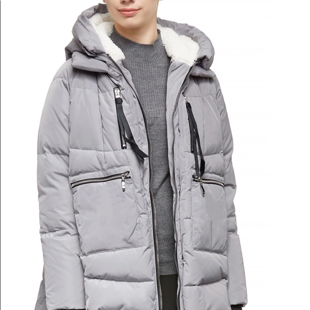 Orolay Women's Thickened Down Jacket Gray Puffer Full Zip Sz 3XL